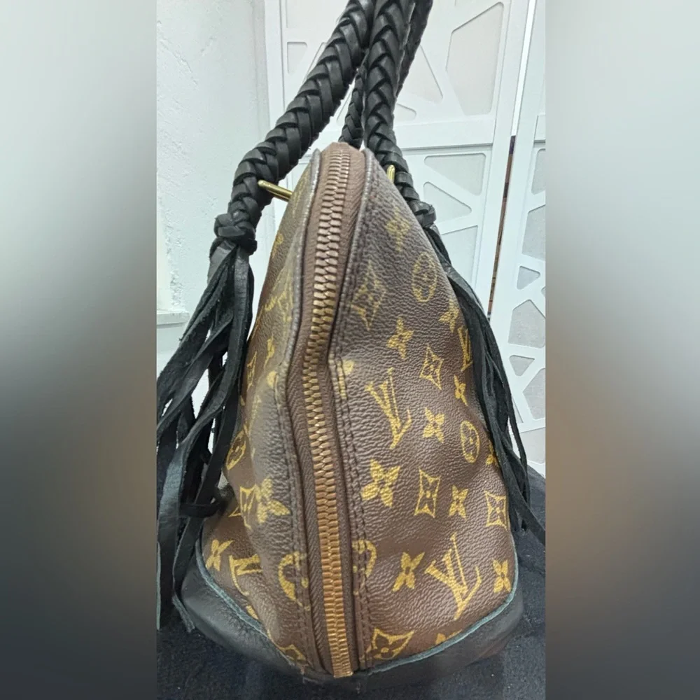 Designer Monogram Satchel - Custom Boho Handles & Fringe | Rare Piece